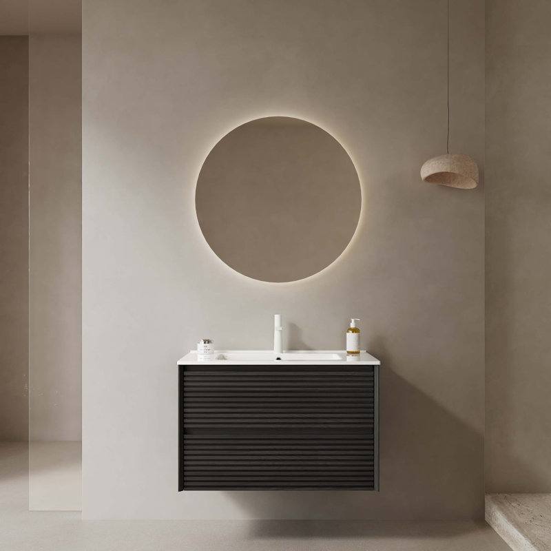 Meuble-lavabo de qualité supérieure avec tiroirs spacieux et armoire durable, 30', Chêne foncé