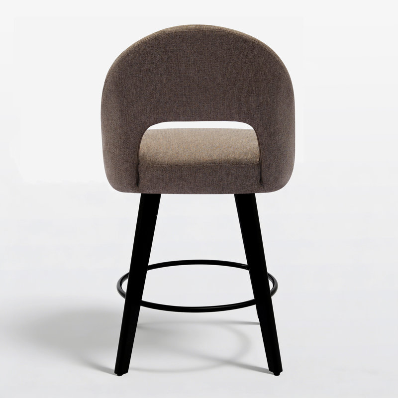 Tabouret de bar et de comptoir pivotant 26 po avec structure en bois massif, Brun, 4 chaises