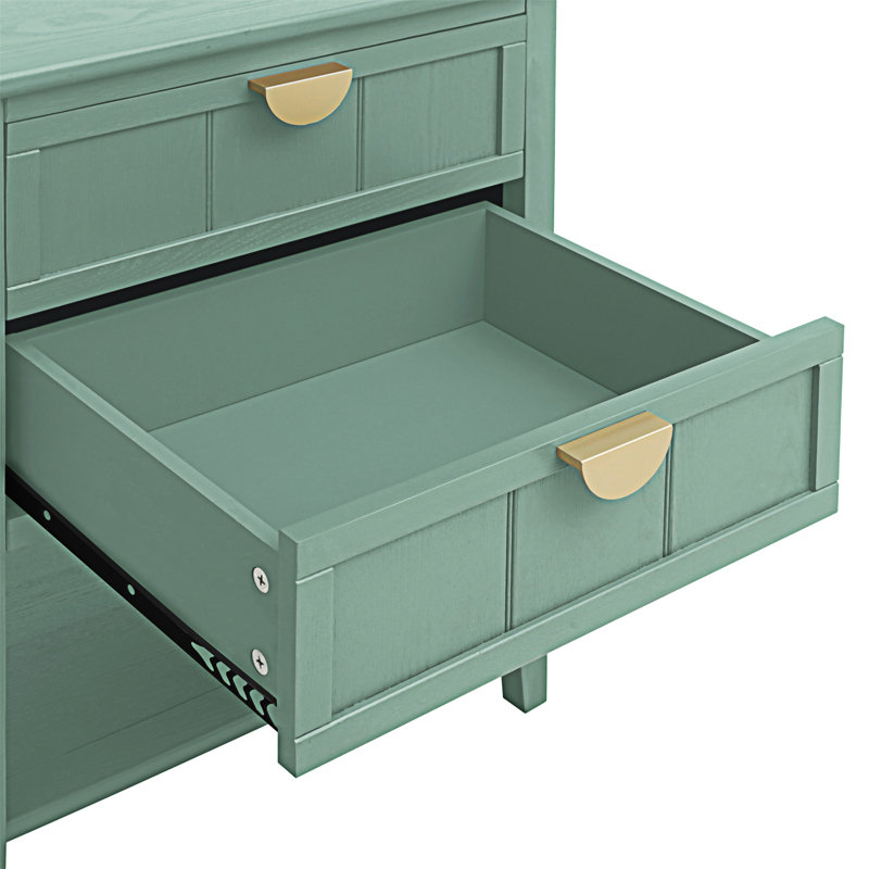 Table d'appoint 2 tiroirs, H 28,55 po x l 22,05 po x P 15,75 po, Vert clair