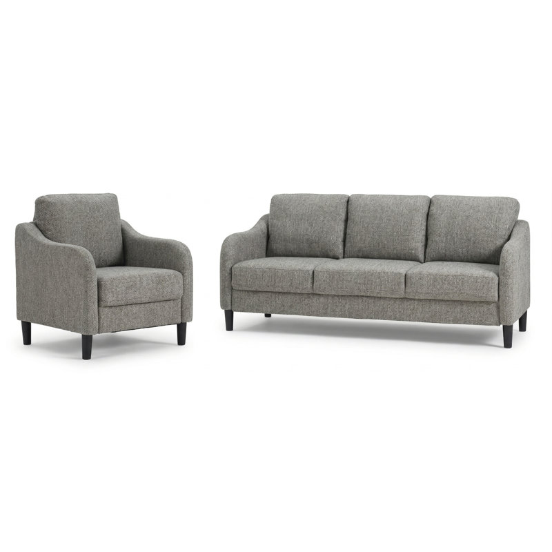 Ensemble de salon moderne 2 pièces Hasina, Gris