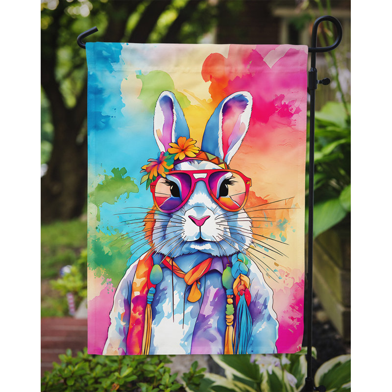 Drapeau de jardin de lapin hippie