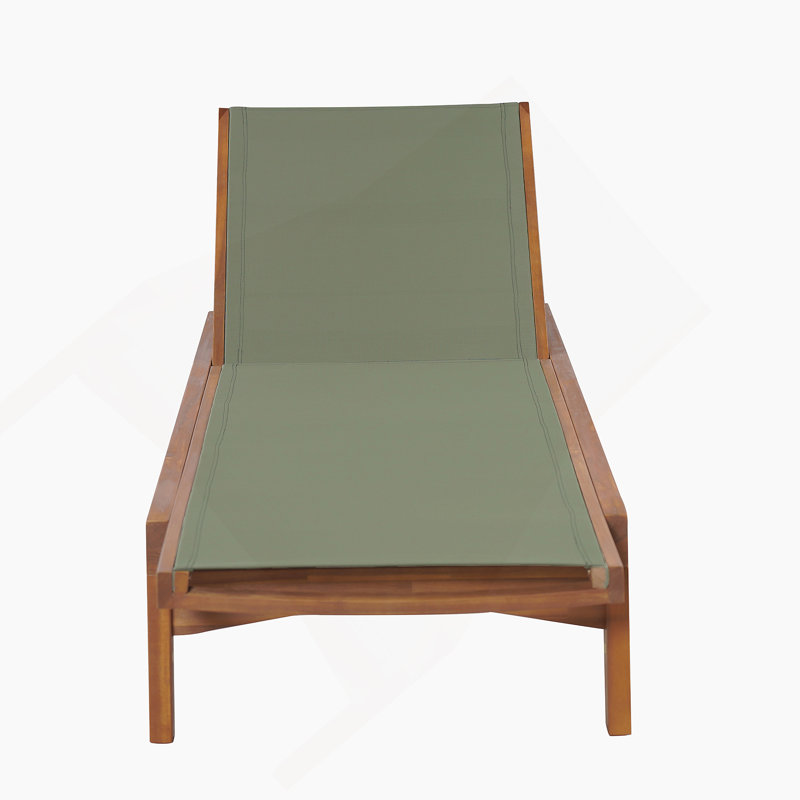 Outdoor Wood Frame Chaise Lounge, Green