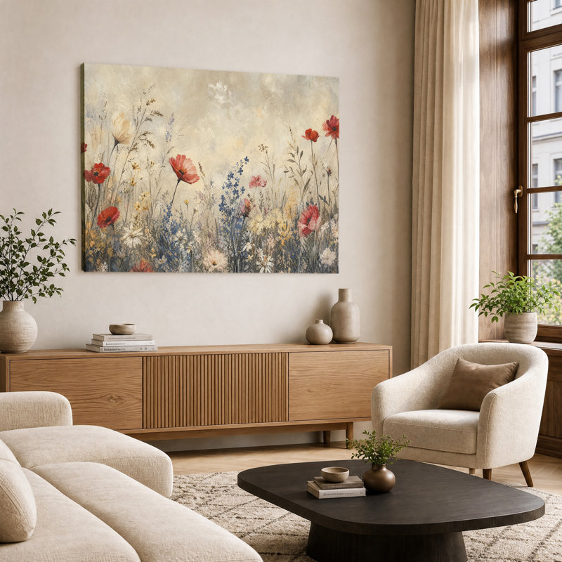 Reproduction de peinture à l'huile florale rétro sur toile rétro, coquelicot rouge, 20 x 30 po