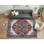 Tapis traditionnel en laine rouille et marine à motif médaillon, tufté à la main, motif médaillon-677875164