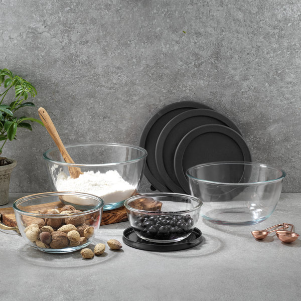 Classic Cuisine Set of 3 Bowls with Lids - Microwave, Freezer, and Fridge  Safe Nesting Mixing Bowls - Eco-Conscious Kitchen Essentials (Beige), S, M