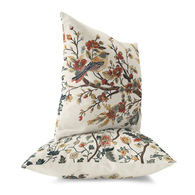 Coussin décoratif intérieur / extérieur Sparrow's Melody, Brun / orange, H 26 po x l 26 po