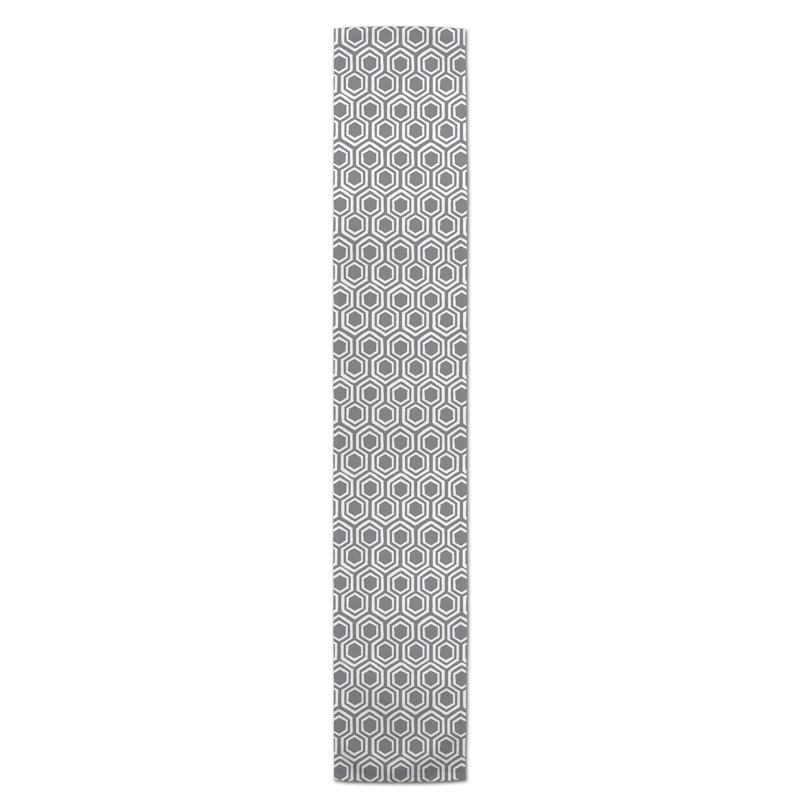 Chemin de table Doster, 90 po x 16 po, Gris, Géomestrique 8