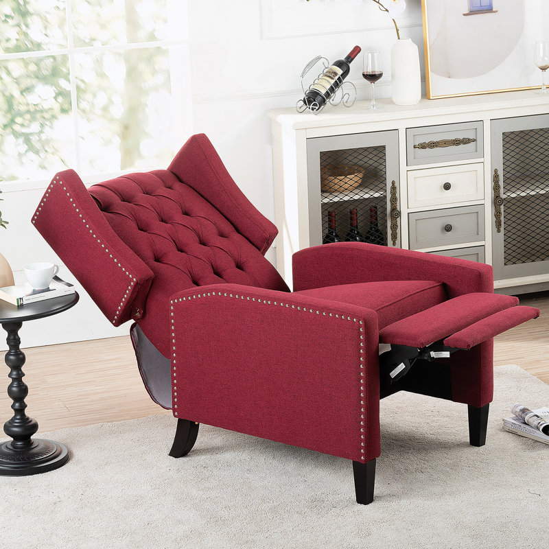 27.16" Wide Manual Wing Chair Recliner, Manual, Wine Red