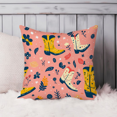 Wild Wild West Rodeo Cowgirl Boots Pattern III Pillow Cover