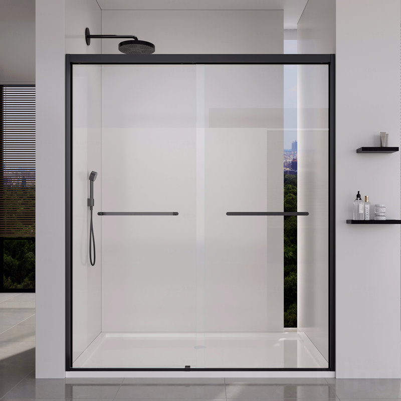 Frame Double Sliding Opening Soft-Close Shower Door  - Bathroom Sliding Opening Shower Door  - (6Mm) Thick Tempered Glass Door