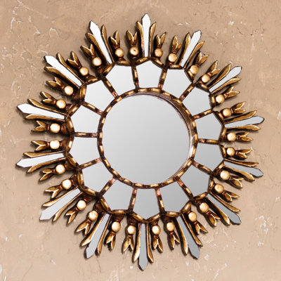 NOVICA Handmade Shiny Sun Wall Mirror