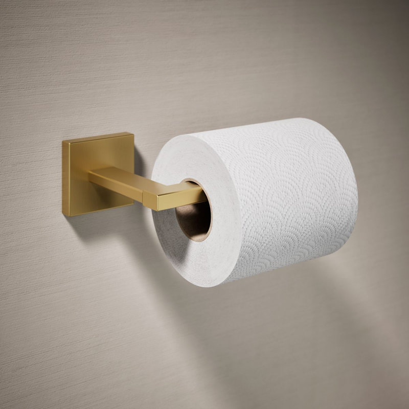 Porte-papier hygiénique carré, Laiton moderne brossé éclatant
