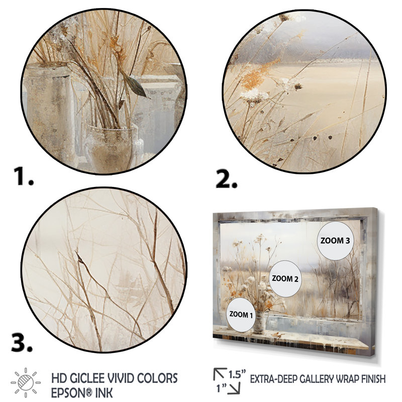 «Winter Meadow View Calmness III», art mural prairie, H 28 po x l 36 po x P 1 po, Toile tendue