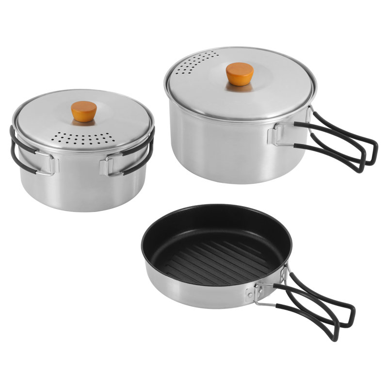 Ensemble de batterie de cuisine en acier inoxydable 3 pièces, Argent argent