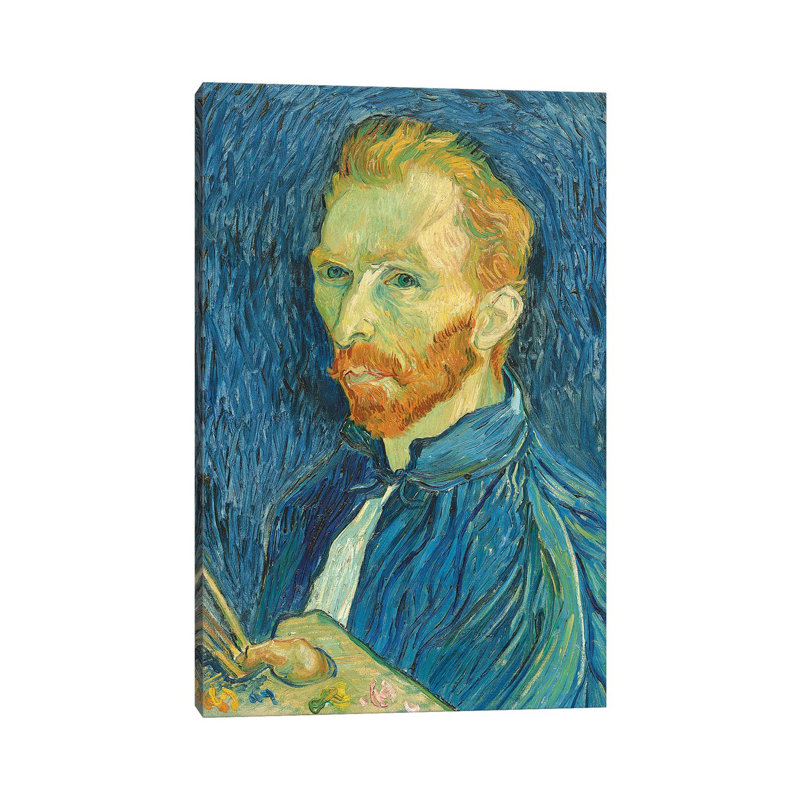 Self-portrait, 1889 by Vincent Van Gogh - Wrapped Canvas Painting, 66.04 cm H x 45.72 cm W x 1.91 cm D