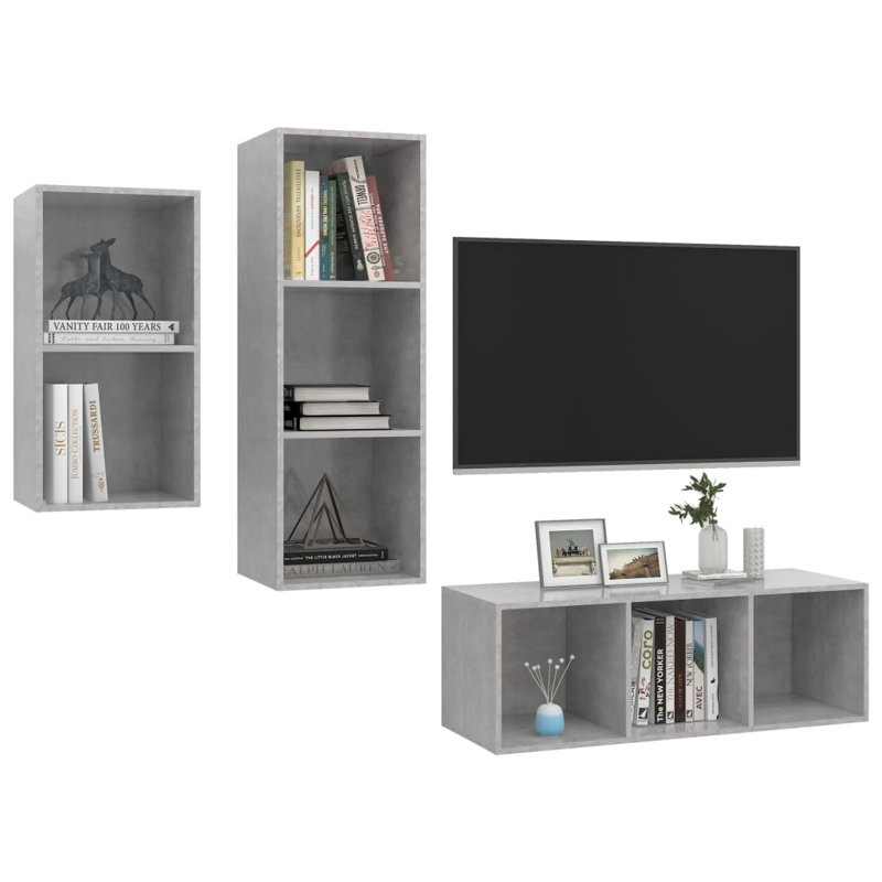 Draysen Unfinished Floating TV Stand for TVs up to 88", Concrete Grey