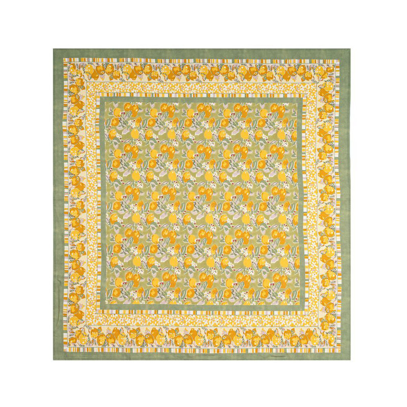 Aazad Tablecloth, 90" Square, Vert/Yellow