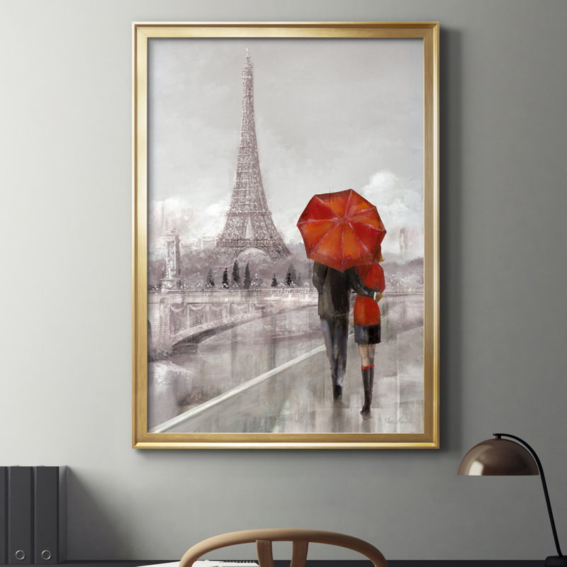 «Modern Couple In Paris», reproduction d'art sur toile, H 18,5 po x l 24,5 po x P 1,5 po, Doré