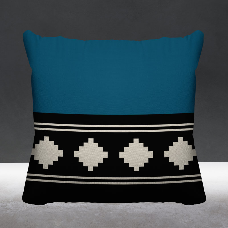 Coussin intérieur / extérieur Ector Southwestern, L 15 po x H 15 po, Turquoise