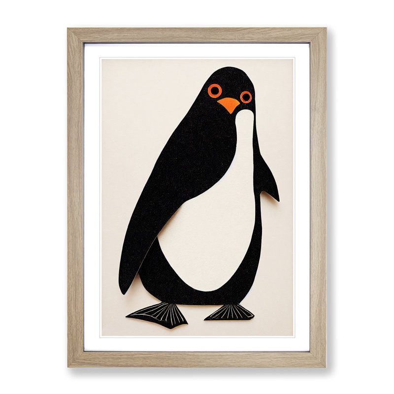 XV1022-3403X Paper Penguin No.1 - Print, Oak Framed, 66cm H x 48cm W