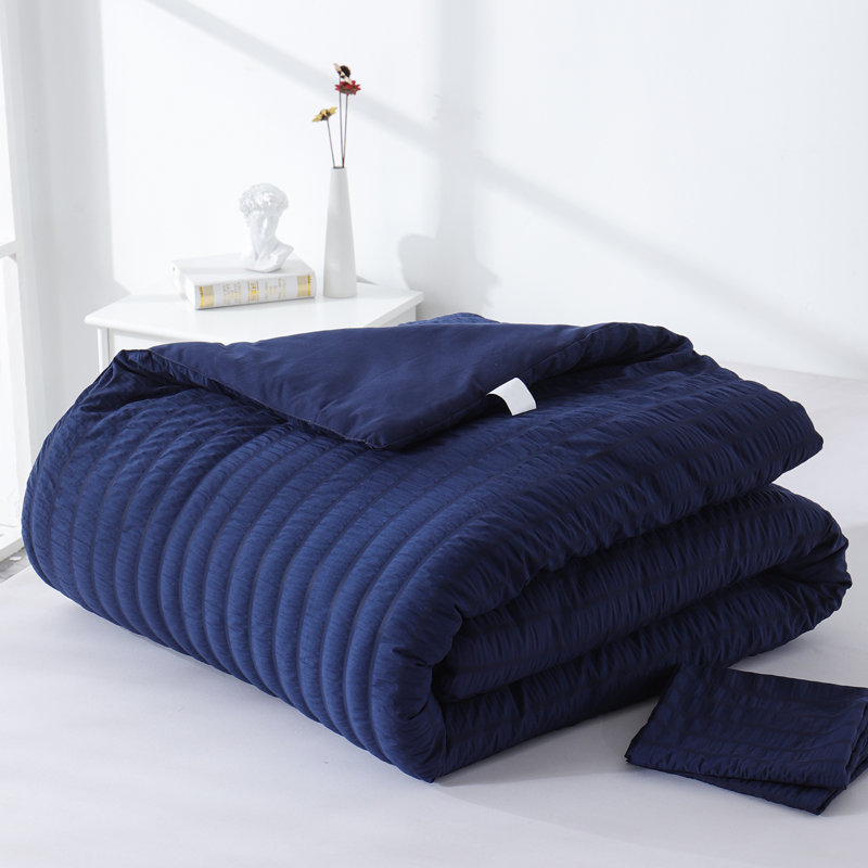 Suniya Seersucker Comforter Set, Navy Blue, Twin Comforter + 1 Standard Sham