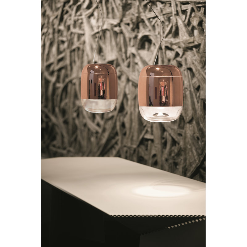 Gong 1 - Light Chrome Single Pendant, 200cm H x 30cm W x 30cm D, Copper