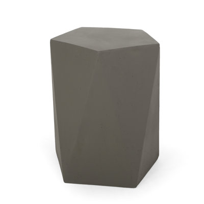 Gray Lightweight Concrete Side Table, Modern Pentagon Form, 16X16x18, No Assembly, Mica Design Shape, 15.91" W X D 18.51" H,
