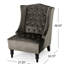 Fauteuil club Tesy, dossier haut, velours capitonné gris, pieds en bois noir