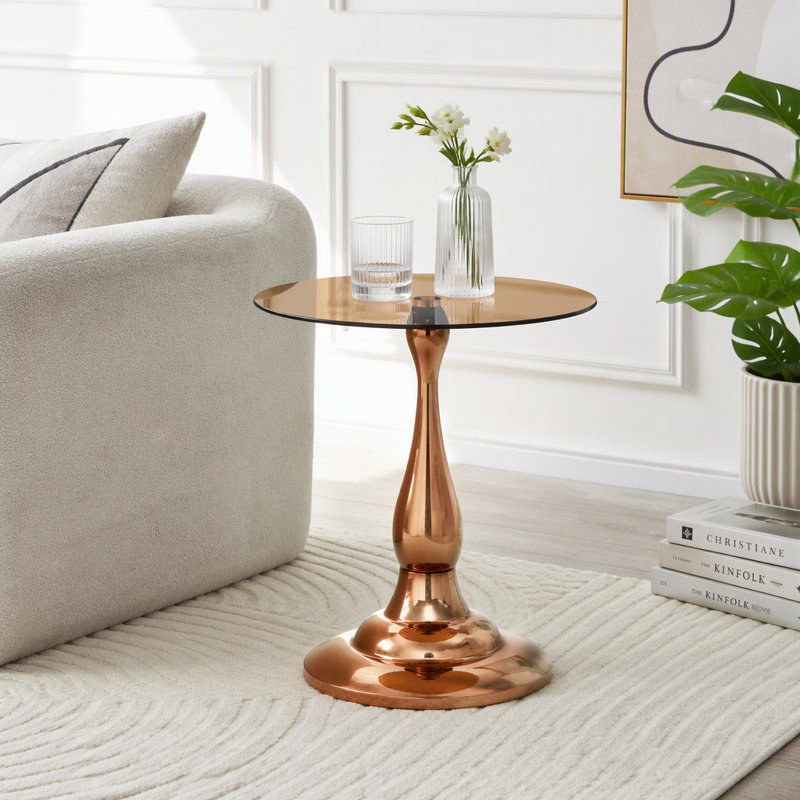 Table de bout ronde 19,6 pouces, Brown,Rose Gold