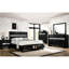 Grand lit avec rangement en bois massif noir