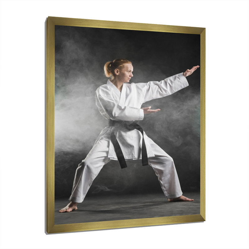 Martial Arts Combat Warrior VI sur toile, Encadrement doré, H 20 po x l 12 po x P 1 po