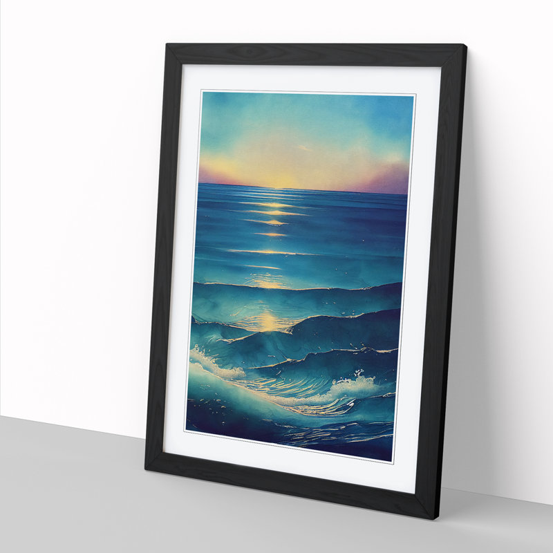 Watercolour Seascape Vol.2 Framed Print, Black, 46cm H x 34cm W x 2cm D
