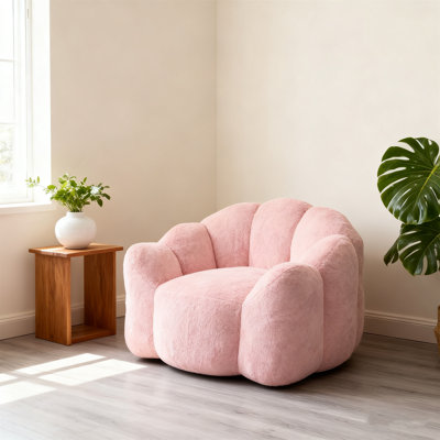 Lotus-Shaped Beanbag Sofa, No Assembly Required, Covered In Faux Fur Fabric, Modern Style, Suitable For Living Rooms, Bedrooms, And More. by Trule