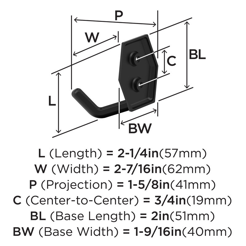 Crochet mural Benton, Noir mat