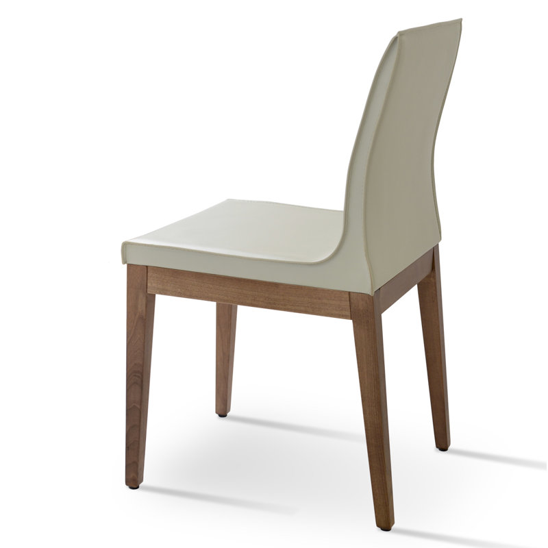 Polo Wood Side Chair, Grey Faux Leather, Walnut
