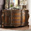 Commode vintage en bois massif à 5 tiroirs, 2 portes et détails sculptés