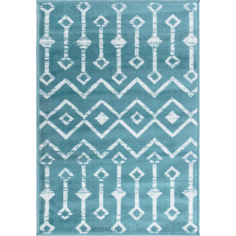 Tapis bleu sarcelle Avtepe, Rectangle 2 pi x 3 pi 1 po