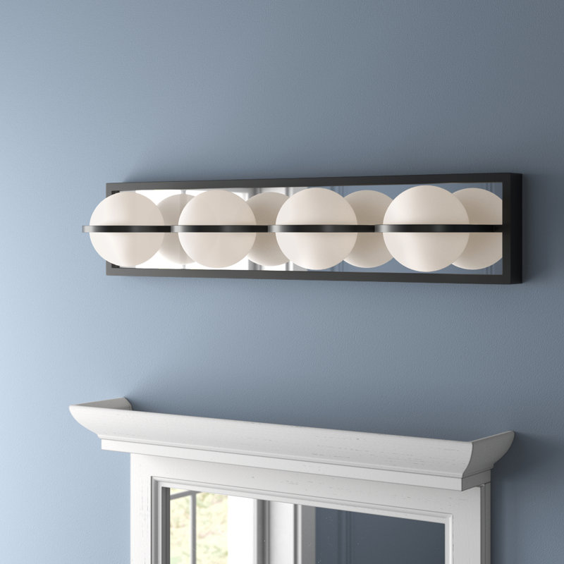 Barre de salle de bain à intensité variable Summerlin, Noir mat, H 5 pi x l 23,875 po x P 5,5 po, Quatre lumières