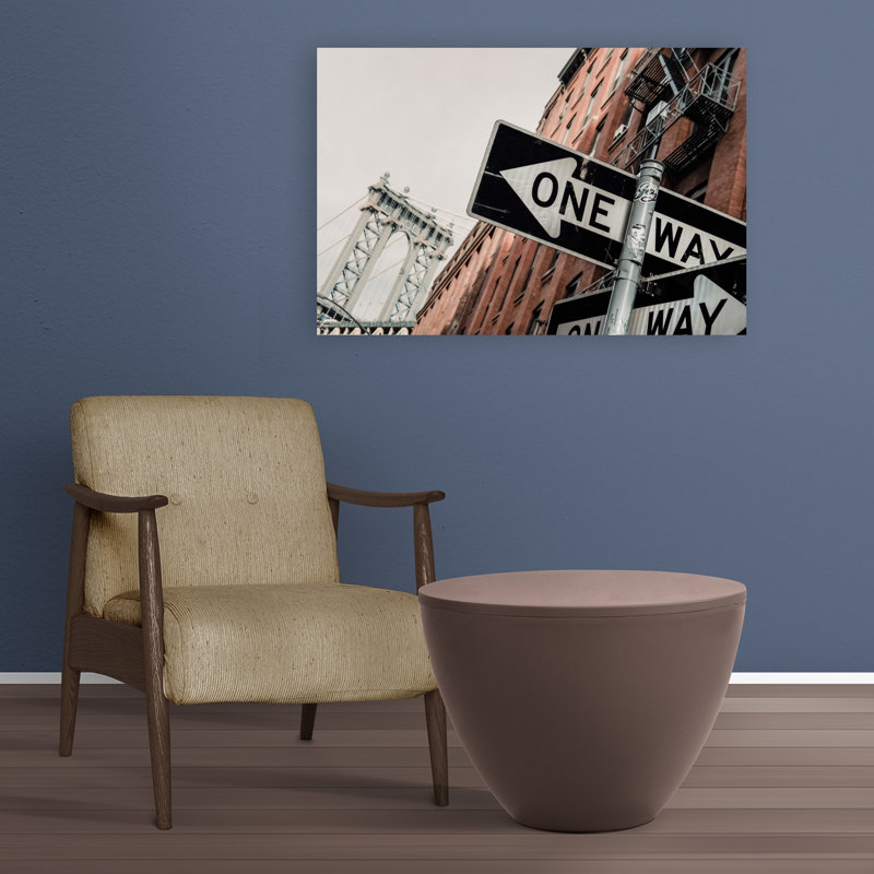 Manhattan Bridge One Way Classic Abstract Architecture City Wall Art Print 1 Piece Wrapped Canvas Wall Art