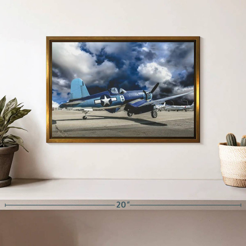 Avion de la Seconde Guerre mondiale, Cadre flottant doré, 13 po x 9 po
