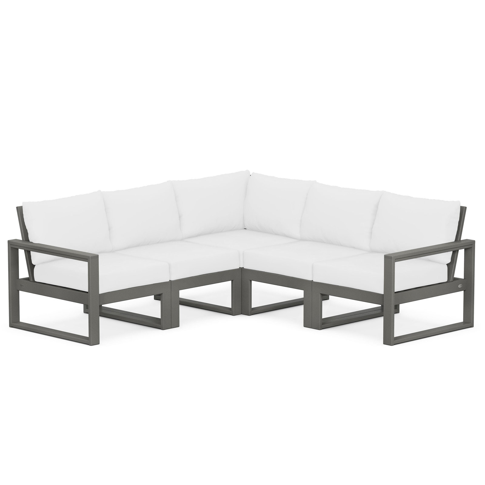 POLYWOOD® Edge 85" Patio Sectional, Natural Linen, Slate Gray