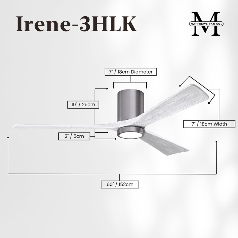 Irene LED Ceiling Fan, Brushed Pewter, 60", Matte White