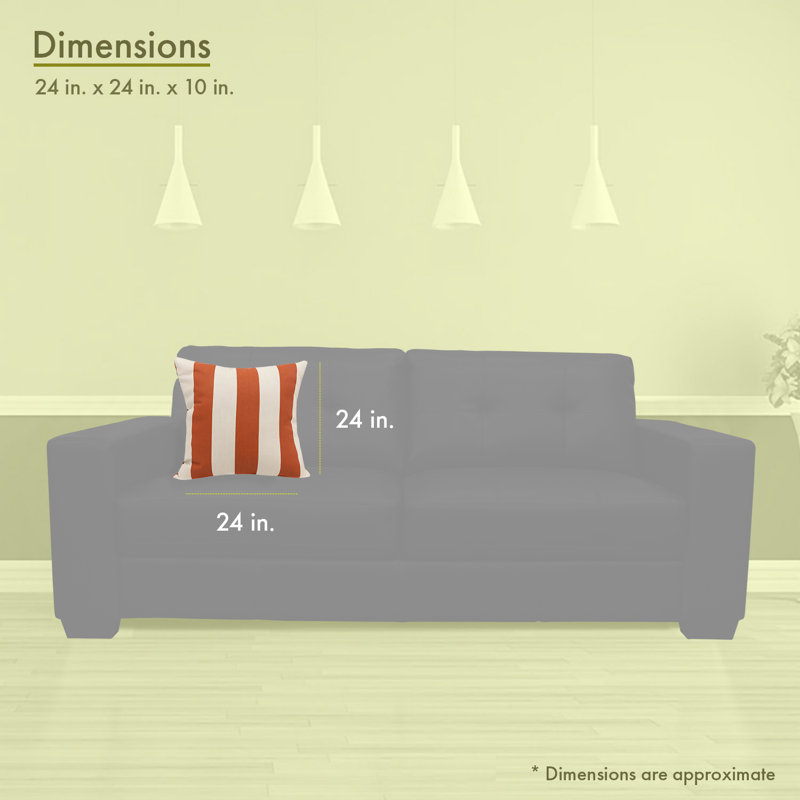 Housse et insert de coussin d'extérieur à rayures verticales, Orange brûlé / crème, Très grand