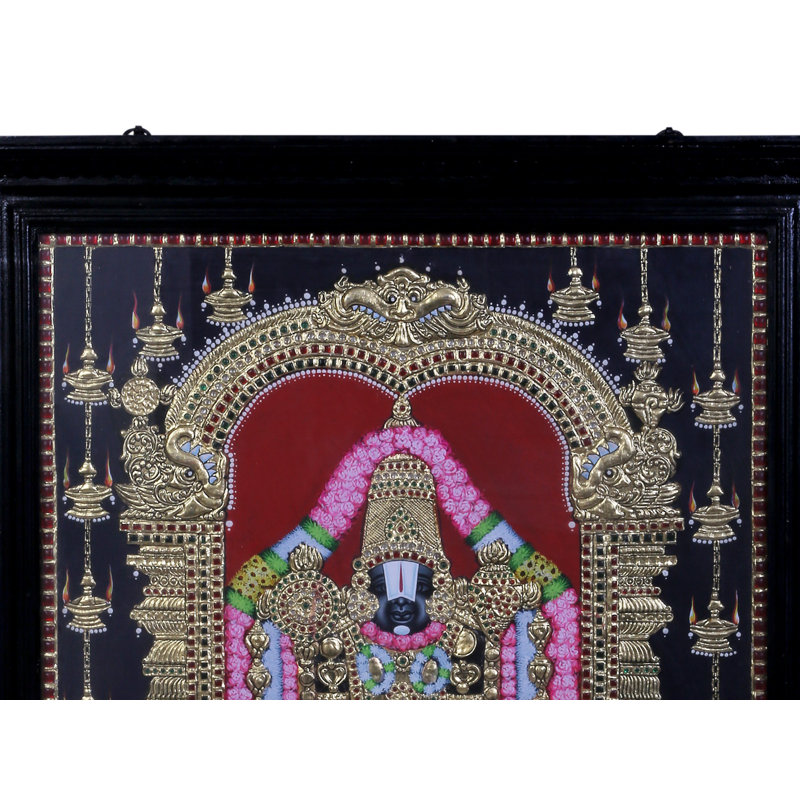 Shree Tirupati Balaji | Couleurs traditionnelles avec or 24 carats | Structure en bois de teck