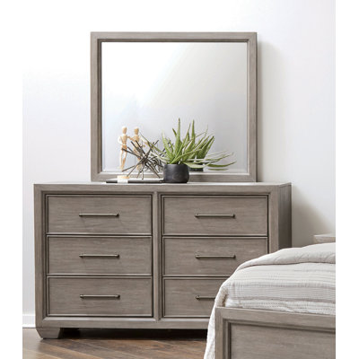 Ennesley 6 Drawer 60.04"" W Double Dresser with Mirror -  Roundhill Furniture, B714DM