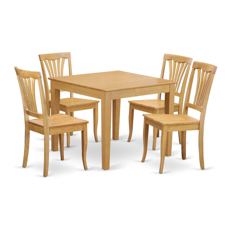 5 Piece Dining Set Includes a Square Dinner Table and 4 Kitchen Dining Chairs, Oak, 5 Pieces: 1 Table, 4 Chairs