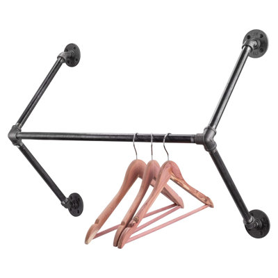 Lokki 24" W Heavy Duty Industrial Pipe Quad-Flange Garment Rack