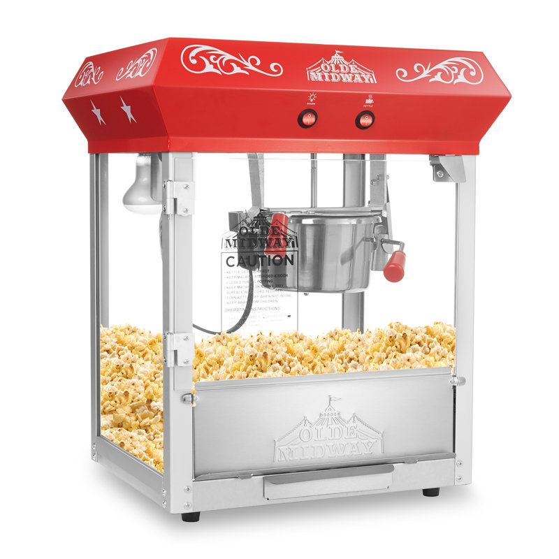 Olde Midway Tabletop Popcorn Machine, Red, 6 oz.