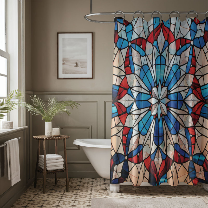 Rideau de douche standard 1 pièce RWB Mosaic, H 74 po x l 71 po