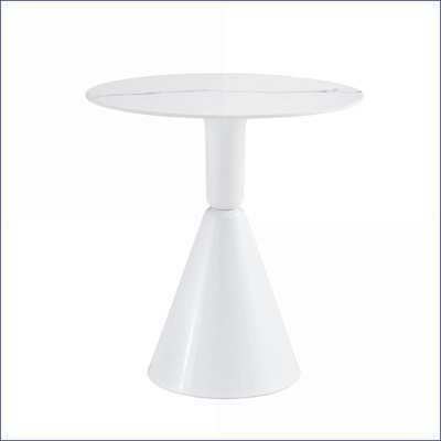 Table basse de coin blanche arrondie pour le salon et amp; Salle à manger, plateau en pierre naturelle facile à nettoyer